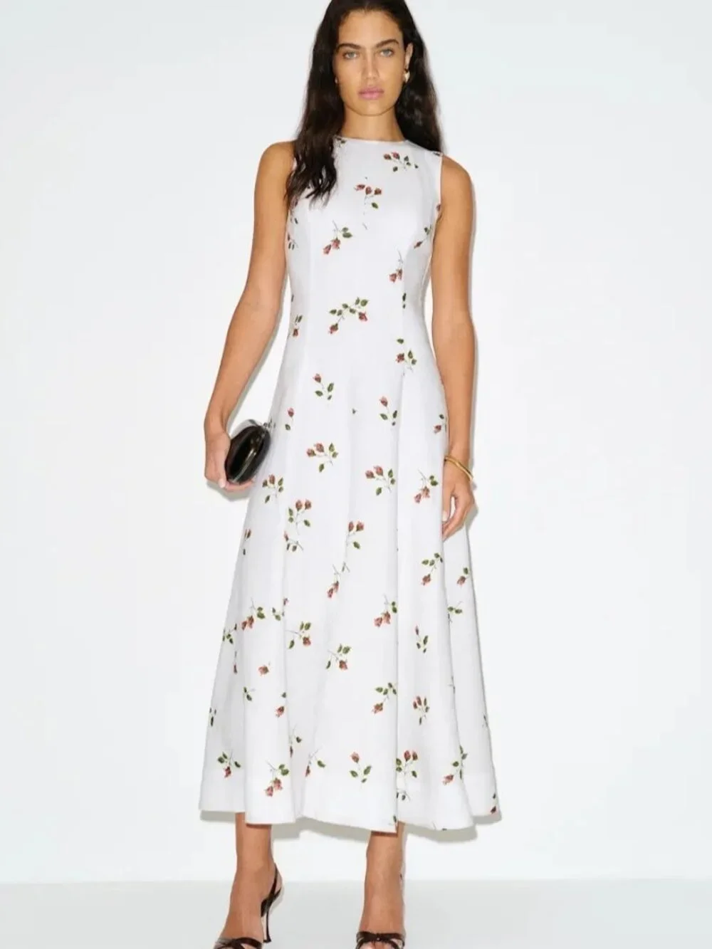 NEW Reformation Cecilia Linen Maxi Dress Floating Rose White Floral | US 2 UK 6 - Picture 1 of 15